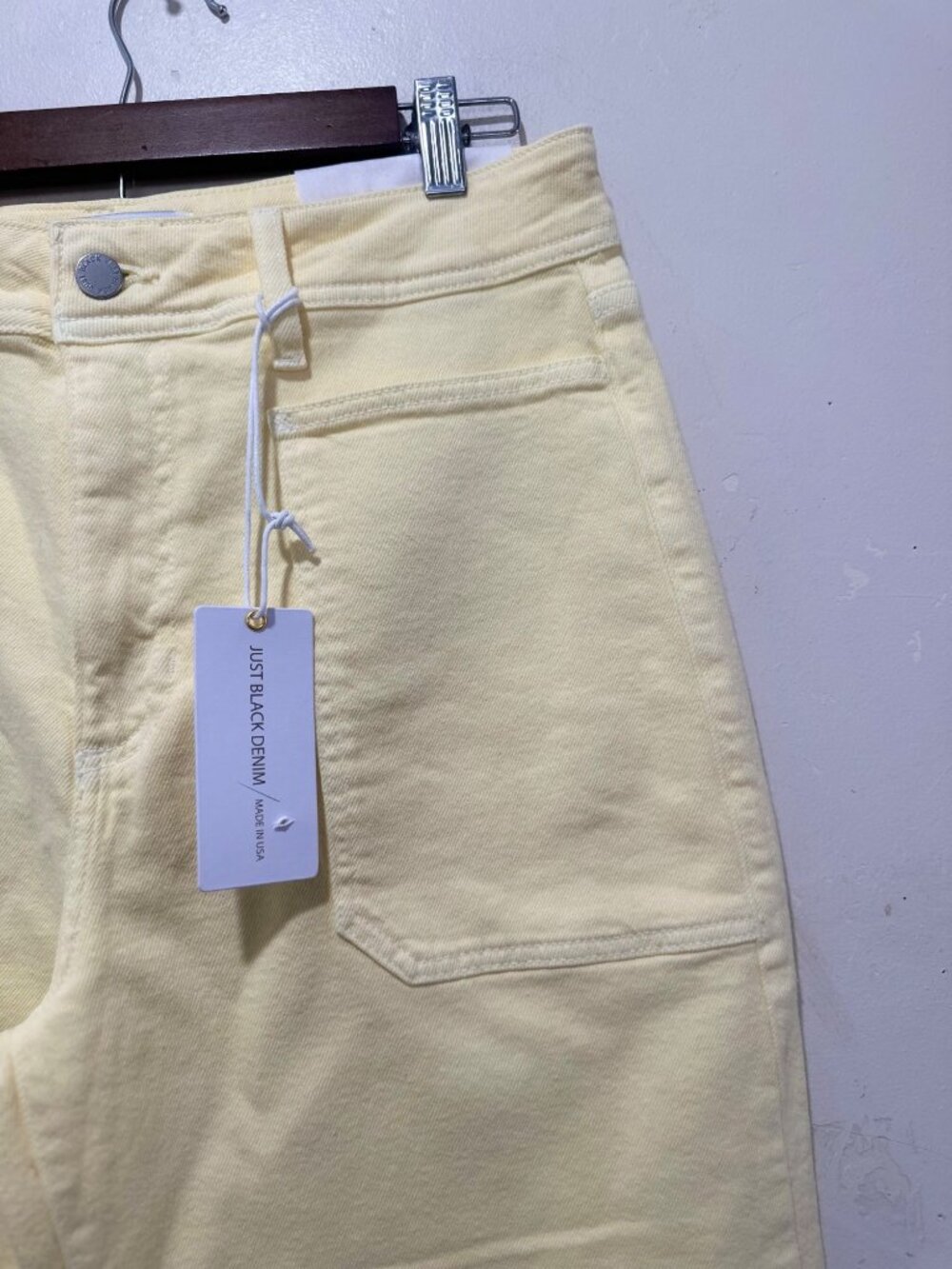 Just Black Denim Utility Wide Leg Jeans Womens 31 Pastel Yellow High Rise USA - Picture 11 of 15